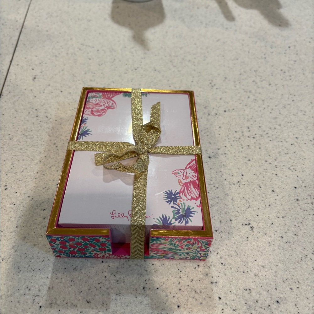 Lilly Pulitzer Pink and Gold Floral Notepad